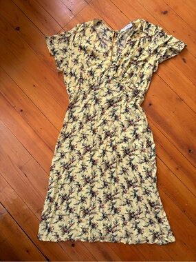 Sandro Yellow Floral Midi Dress